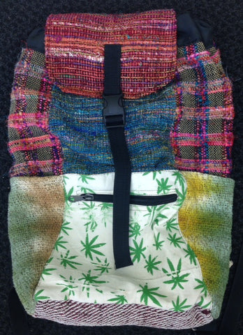 Hemp Backpack with Leaves